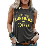 Lumento Women Sunshine and Coffee Tank Tops Casual Summer Graphic Shirt Sleeveless Graphic Tee Shirts