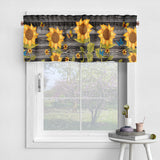 2 Piece Sunflower Printed Short Window Curtain Slot Top Cafe Tier Rod Pocket Kitchen Scarf Bathroom Valance