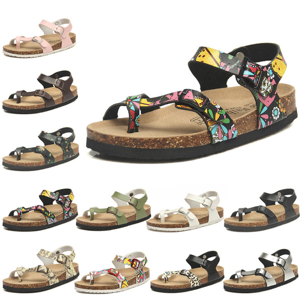 Women Flat Non-slip Cork Sandal Anti Slip Buckle Footbed Outdoor Beach Sandals