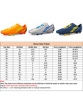 Ferndule Kids Soccer Cleats Boys Mens Outdoor Football Sneakers Comfortable Breathable Cleats Shoes Girls Orange Long Cleats 13c