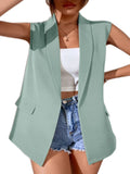 Frontwalk Casual Blazer Vest for Womens Sleeveless Suit Vest Spring Fall Cardigan Open Front Work Blazer Jacket Coat