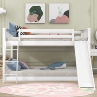 Gplesas Teens Adults Kids Heavy Duty Full Over Full Full-Length Guardrail No Box Spring Needed Bunk Beds Frame With Convertible Slide And Ladder Space-Saving