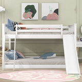 Gplesas Teens Adults Kids Heavy Duty Full Over Full Full-Length Guardrail No Box Spring Needed Bunk Beds Frame With Convertible Slide And Ladder Space-Saving