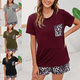Pajamas Set for Women Short Sleeve Tops with Shorts Plus Size Loungewear Sleepwear 2 Piece Lounge Short Set