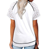 Women Solid Hollow Crew Neck Tops Short Sleeve T-Shirt Casual Pullover Loose Blouse Summer Tee Shirt Side Slit