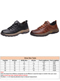 Men Leather Shoes Breathable Anti Slip Lace Up Hiking Sneakers Casual Flat Shoes