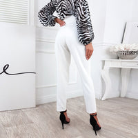 Womens Casual Lounge Dress Pants High Waist Work Office Business Slacks Slim Leg Pencil Pants with Button Pocket