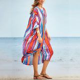 Lumento Women Beach Shirt Dress Casual Loose Button Up Bikini Cover Up Kaftan Dress