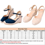 Womens Platform Espadrille Wedges High Heel Sandals with Ankle Strap Buckle Up Shoes