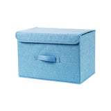 Goory Large Foldable Storage Cube Basket Linen Fabric Storage Bins with Lids and Handle for Clothes, Toys, Magazines, Papers