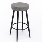 Goory Industrial Round Bar Stools Set of 2, PU Leather 2pcs Barstool 30" Height Dining Chair Stool Counter Stools with Metal Footrest for Kitchen Island Height,Pub Bar Coffee Shop,Gray