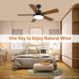 CUH Rustic Ceiling Fan with Light 5 Blades, 44 Inch Quiet 6-Speed Bedroom Kitchen Fans with Handheld Remote and Timer Setting Function Summer Energy-saving Cooling Fan