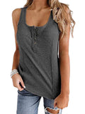 Women's Casual Solid Sleeveless Vest Tank Top Loose T-Shirt Blouse Tops Buttons