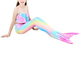 Kids Girls 3Pcs Mermaid Tail Swimming Bikini Set Swimwear Swimmable Costumes Kit