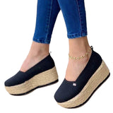 Womens Breathable Solid Color Slip On Round Toe Casual Daily Wear Platform Shoes