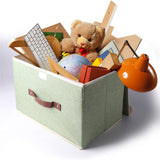 Large Collapsible Storage Bins Linen Fabric Foldable Storage Boxes Organizer Containers Baskets Cube with Cover for Home Bedroom Closet Office Nursery