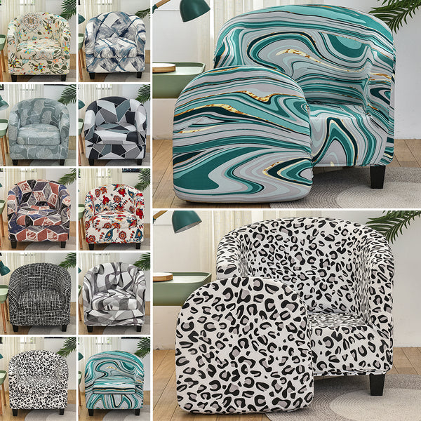 2Pcs Tub Club Chair Cover Elastic Slipcover + Cushion Cover Furniture Protector