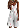 Women Sleeveless V Neck Spaghetti Strap Mini Dress Flower Casual A-line Sundress