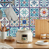 24Pcs Floral Mosaic Tile Stickers Self Adhesive Home Wall Decor Transfers Decal