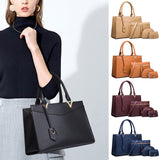 4Pcs Fashion Women Leather Tote Handbag Shoulder Bags Top Handle Satchel Business Bag Purse Pouch for Mom Girls Gift