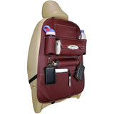 Car Backseat Organizer with Tablet Holder，9 Storage Pockets PU Leather Car Storage Organizer with Foldable Table Tray Car Seat Back Protectors Kick Mats Travel Accessories