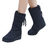 Women Waterproof Winter Snow Boots Wedge Fur Lined Warm Slip On Mid-Calf Booties