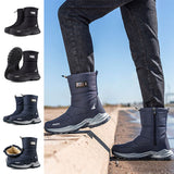 Mens Winter Mid-Calf Snow Boot Faux Fur Warm Waterproof Slip On Outdoor Athletic
