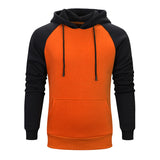 Men Loose Solid Color Stitching Hooded Long Sleeve Hoodies Pullover Sweater Tops