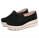 Women Suede Loafers Moccasins Pumps Slip On Wedge Casual Shoes Height Increase