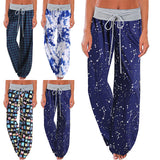 Women's Elastic Waist Pants Slacks Casual Baggy Loose Wide Leg Pajamas Trousers