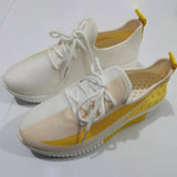 Womens Mesh Knit Trainers Lace-Up Athletic Sprot Sneakers Ladies Party Shoes