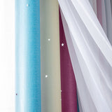 Romantic 2-layer Tulle+Blackout Gradient Curtain Floor Starry Stars Girls Kids Bedroom Decor