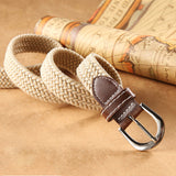 Men Women Canvas Knitted Braided Woven Webbing Belt Elastic Stretch Belts Buckle