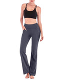 Women Slim Yoga Pants Trousers Fitness Sports Flared Pants Elastic Waist Pockets