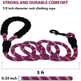 5FT Dog Leash Lead Padded Handle Reflective Nylon Rope Training Walking Harness