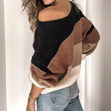 Women striped color block sweater