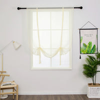 Tie Up Window Curtains, Sheer Window Drapes,Short Curtain Scarf,Cafe Kitchen Curtain Valance,Rod Pocket Curtain Panel