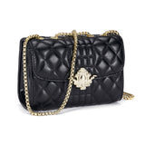 Women Fashion Quilted Crossbody Bag Leather Small Shoulder Handbag Satchel Purse with Metal Chain Strap