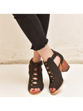 Women's Fashion Peep Toe Sandals Wear-Resisting Hollow Buckles Summer Shoes