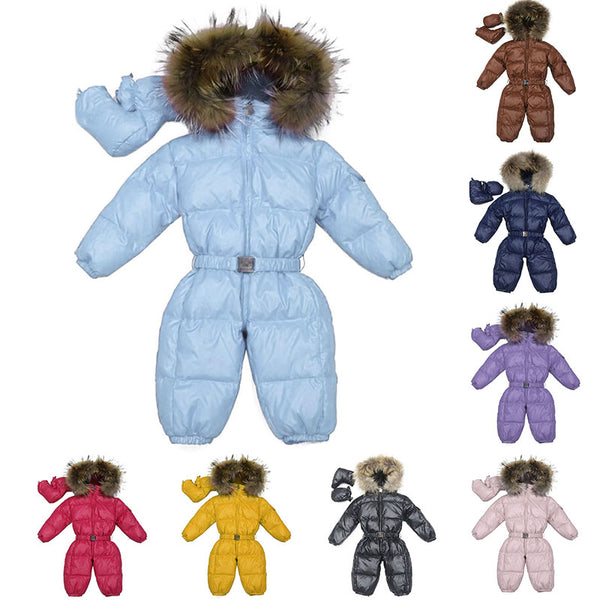 Newborn Baby Girls Boys Hooded Down Snowsuit Jacket Warm Jumpsuit Zipper Outfits