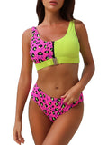Women Bikini Set Two Piece Swimwear Swimsuit Zipper Push Up Padded Bra