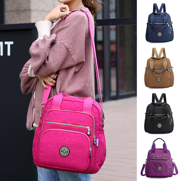 Women Big Capacity Backpack,Nylon Waterproof Knapsack,Lightweight Small Rucksack,Girl Zipper Cross-body Bag,Ladies Shoulder Satchel Bag,Travel Phone Wallet Purse Handbag