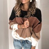Women striped color block sweater