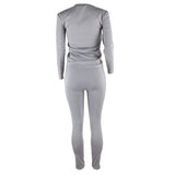 Women Letter Design Rhinestone Faux Pearl Two-Piece Suit Party Sexy Tracksuit