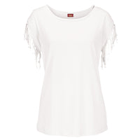 Plus Size Women Summer Short Sleeve Tassel Casual Tops Blouses Solid T-Shirt Bodycon Scoop Neck Shirt