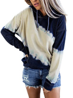 Women Casual Loose Hoodie Tie Dye Print Hooded Long Sleeve Sweater Pullover Tops