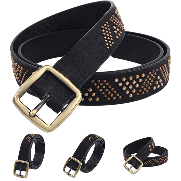 Women PU Leather Punk Rock Belt Fashion Rivet Belt Studded Belt Pin Buckle Belts