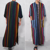 Men's Muslim Long Robe Long Sleeve Round Neck Middle East Kaftans Formal Party