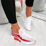 Womens Mesh Knit Trainers Lace-Up Athletic Sprot Sneakers Ladies Party Shoes