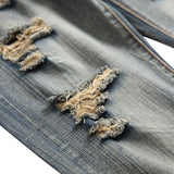 Men Ripped Jeans Straight Skinny Slim Fit Denim Pants Destroyed Frayed Trousers